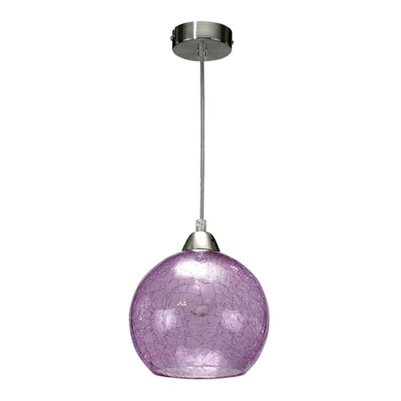 InLight Κρεμαστό φωτιστικό από μοβ κρακελέ γυαλί 1XE14 D:16cm (4289-Β-Μοβ)