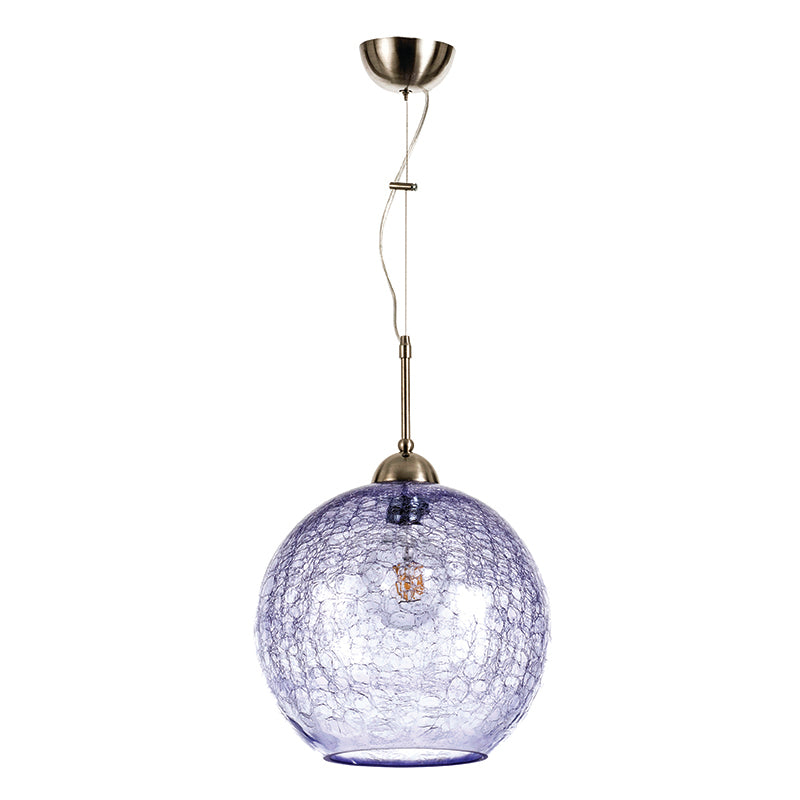 InLight Κρεμαστό φωτιστικό από μοβ κρακελέ γυαλί 1XE27 D:30cm (4289-Α-Μοβ)