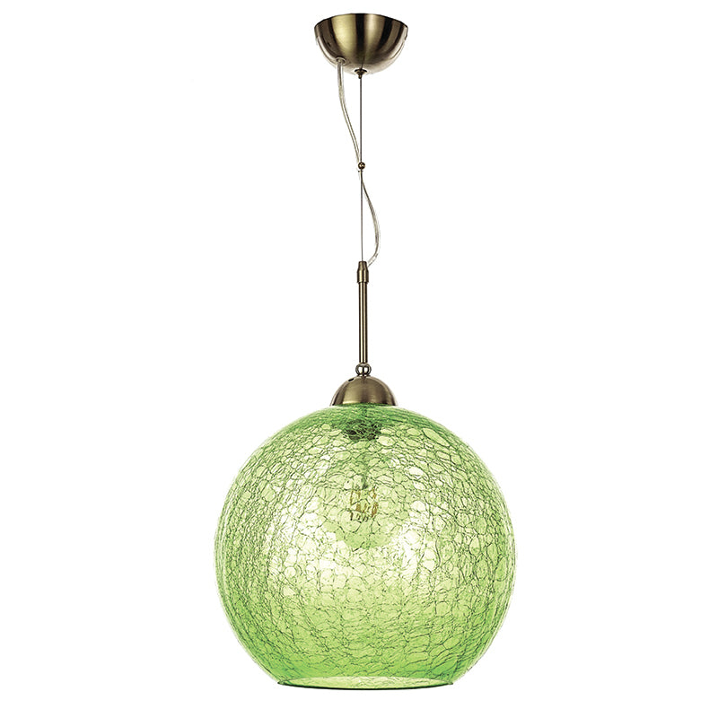 InLight Κρεμαστό φωτιστικό από πράσινο κρακελέ γυαλί 1XE27 D:30cm (4289-Α-Πράσινο)