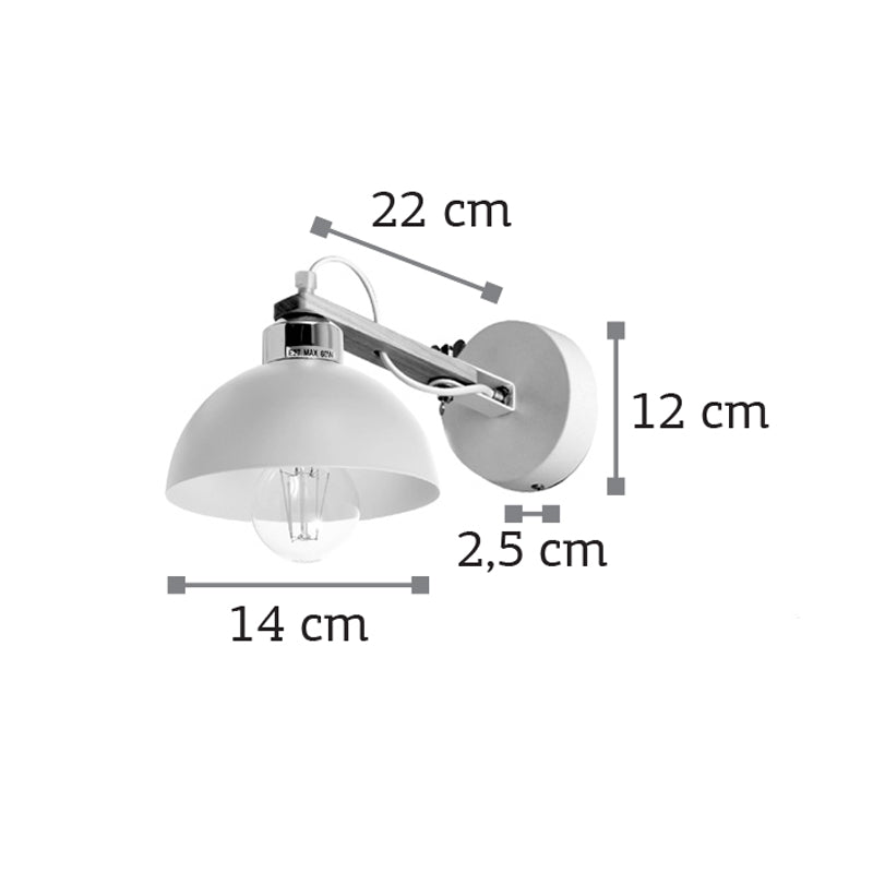 InLight Επιτοίχιο φωτιστικό από λευκό μέταλλο και ξύλο 1XE27 D:22cm (43384-WH)
