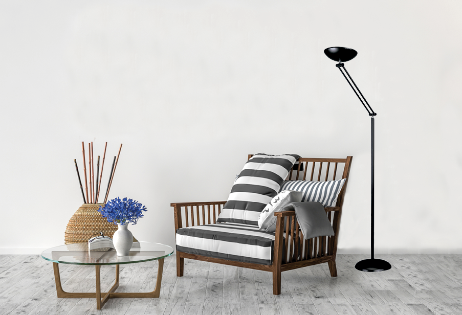 InLight Επιδαπέδιο φωτιστικό από μαύρο μέταλλο 1XR75 D:187cm (45017-Βαφείου-Μαύρο)