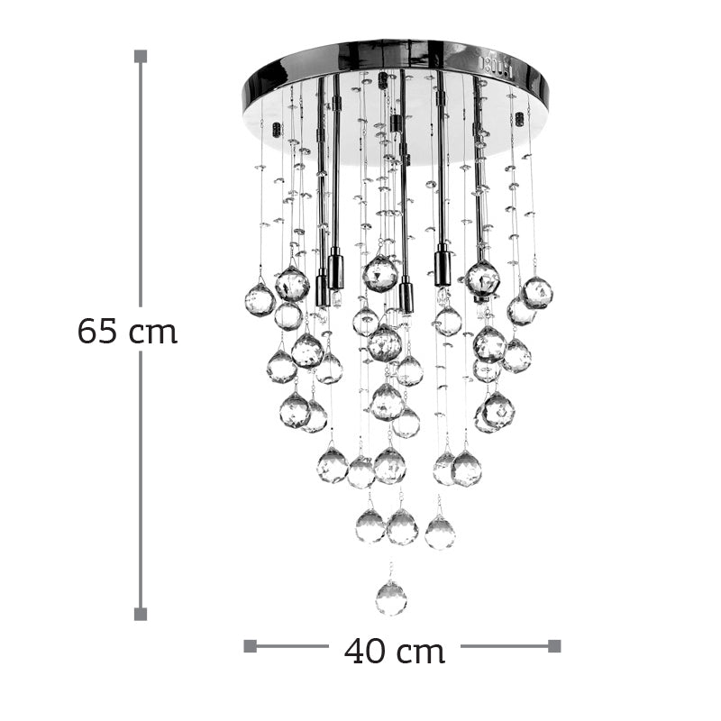InLight Φωτιστικό οροφής από χρώμιο μέταλλο και διάφανα κρύσταλλα 5XG9 D:40cm  (5201-Β)