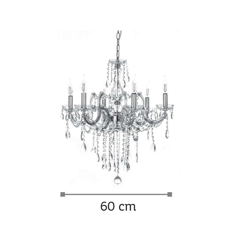 InLight Κρεμαστό φωτιστικό από χρώμιο μέταλλο γυαλί και κρύσταλλα (5243-6Φ-Χρώμιο)