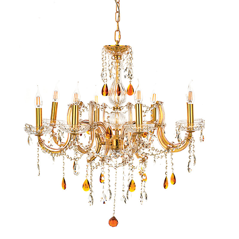 InLight Κρεμαστό φωτιστικό από χρυσό μέταλλο γυαλί και κρύσταλλα (5243-8Φ-Χρυσό)