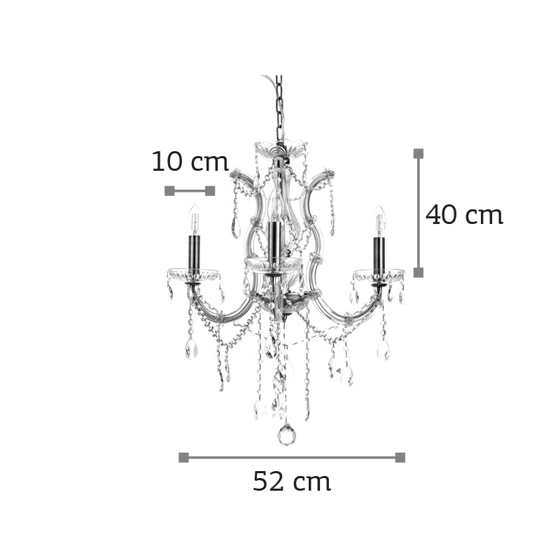 InLight Κρεμαστό φωτιστικό από οξυντέ μέταλλο γυαλί και κρύσταλλα 3XE14 D:45cm (5244-3-Οξυντέ)