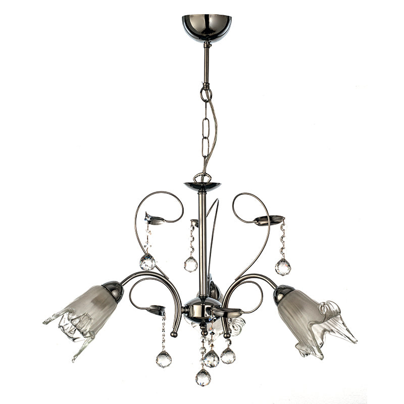 InLight Κρεμαστό φωτιστικό από χρώμιο μέταλλο κρύσταλλα και λευκό γυαλί 3XE14 D:60cm (5300-3-CH)