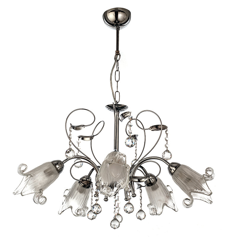 InLight Κρεμαστό φωτιστικό από χρώμιο μέταλλο κρύσταλλα και λευκό γυαλί 5XE14 D:60cm  (5300-5-CH)