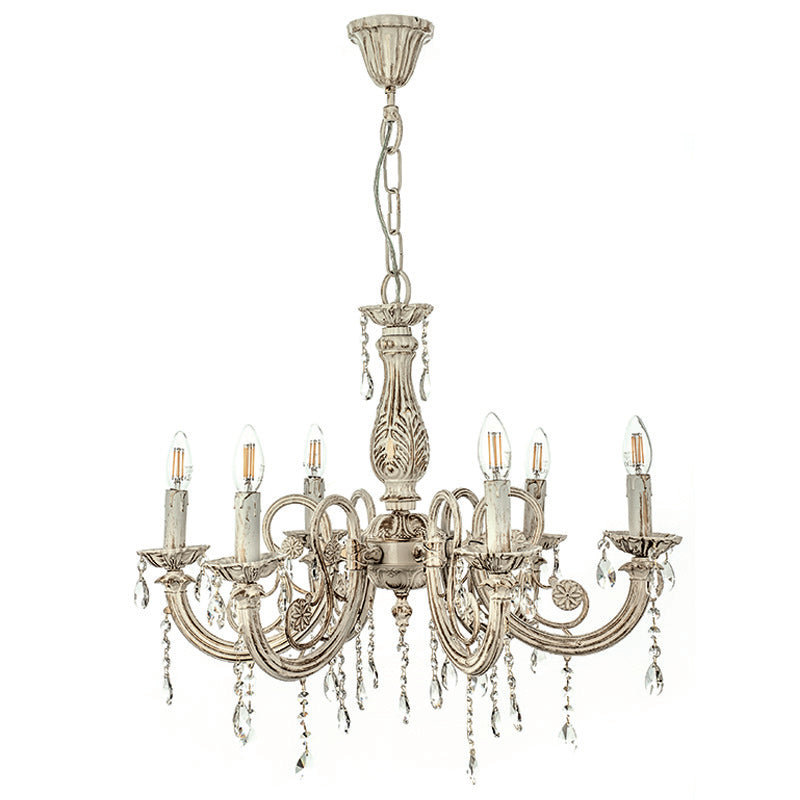 InLight Κρεμαστό φωτιστικό από μέταλλο σε μπεζ πατίνα και κρύσταλλα 6XE14 D:60cm (5303-6)