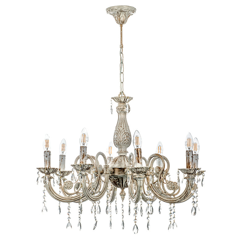 InLight Κρεμαστό φωτιστικό από μέταλλο σε μπεζ πατίνα και κρύσταλλα 8XE13 D:65cm (5303-8)