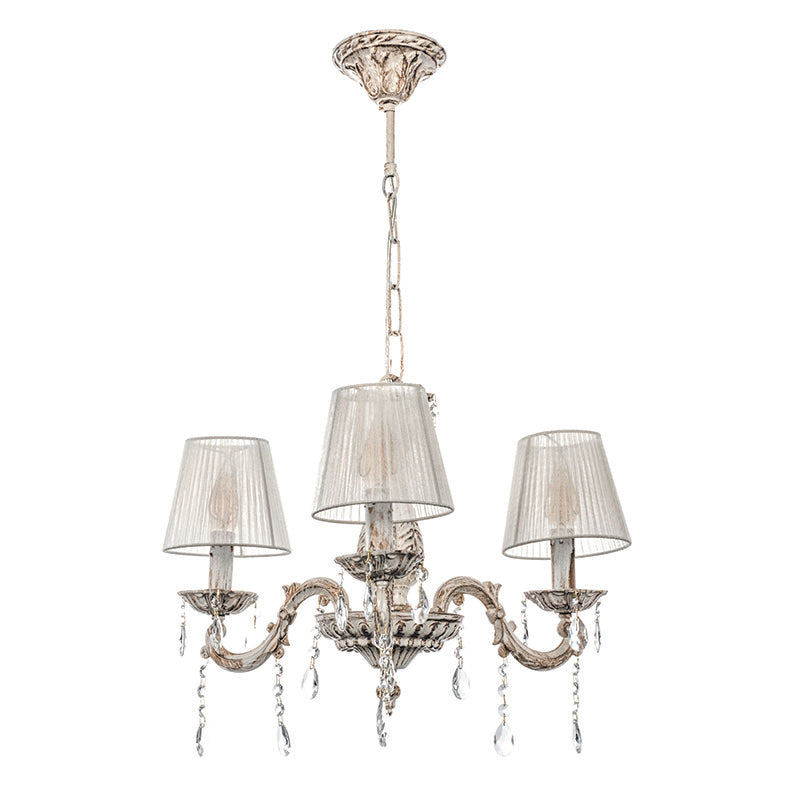 InLight Κρεμαστό φωτιστικό από μέταλλο σε μπεζ πατίνα και κρύσταλλα 3XE14 D:55cm (5304-3)