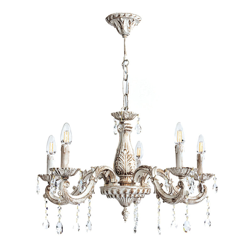 InLight Κρεμαστό φωτιστικό από μέταλλο σε μπεζ πατίνα και κρύσταλλα 5XE14 D:60cm (5304-5)