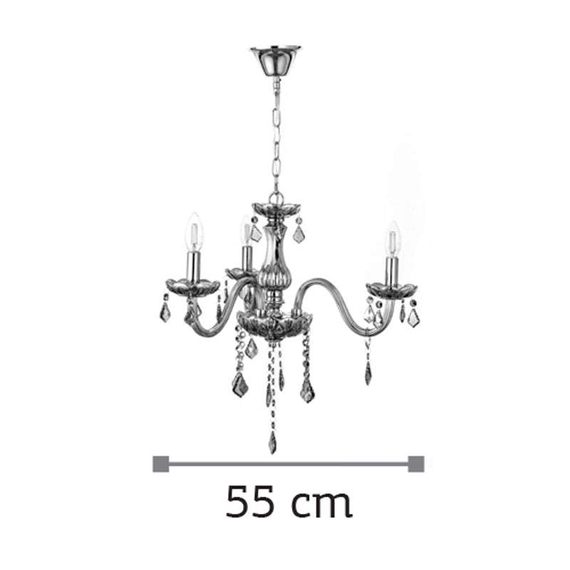 InLight Κρεμαστό φωτιστικό από φιμέ γυαλί και κρύσταλλα 3XE14 D:55cm (5314-3-FIME)
