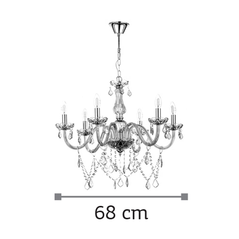 InLight Κρεμαστό φωτιστικό από μελί γυαλί και κρύσταλλα 6XE14 D:68cm (5314-6-AMBER)