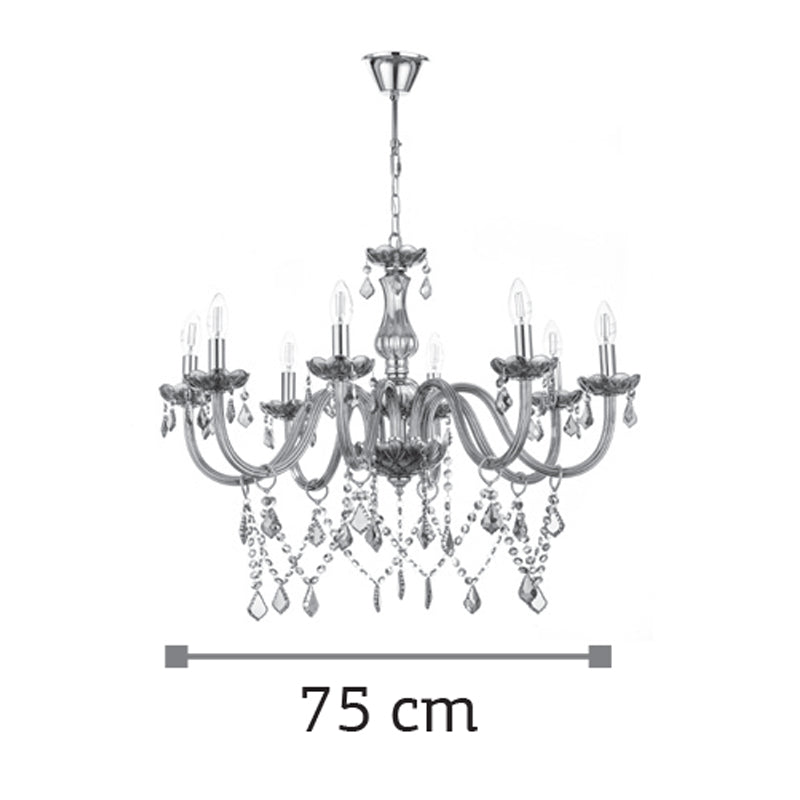 InLight Κρεμαστό φωτιστικό από φιμέ γυαλί και κρύσταλλα 8XE14 D:75cm (5314-8-FIME)