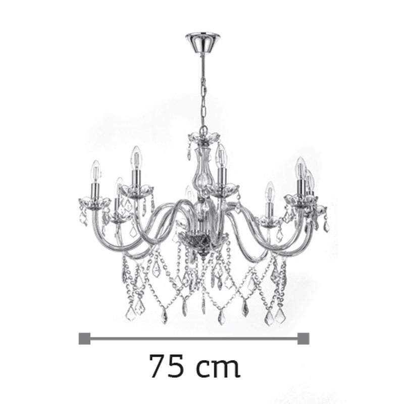 InLight Κρεμαστό φωτιστικό από μελί γυαλί και κρύσταλλα 8XE14 D:75cm (5314-8-AMBER)