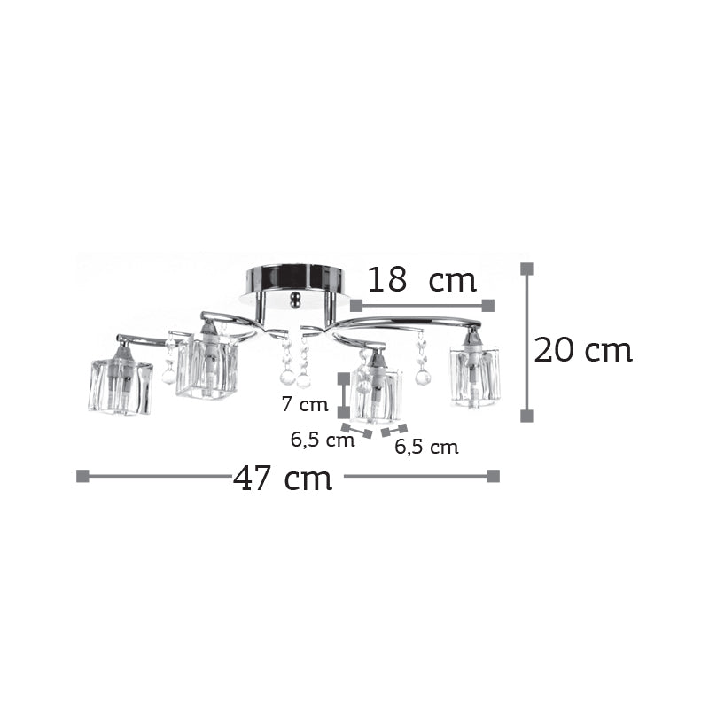 InLight Φωτιστικό οροφής από χρώμιο μέταλλο και κρύσταλλα 4XG9 D:47cm (6120-4)