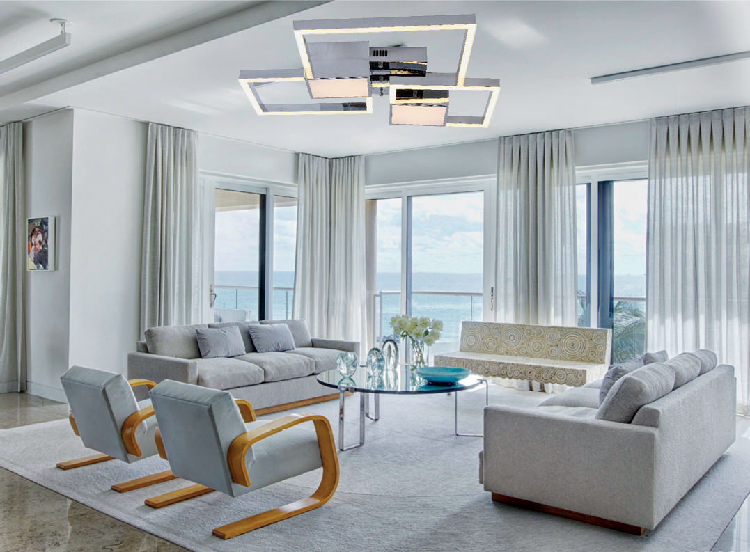 InLight Φωτιστικό οροφής LED 90W 3000K από αλουμίνιο σε χρώμιο απόχρωση D:80cm (6157-CH)