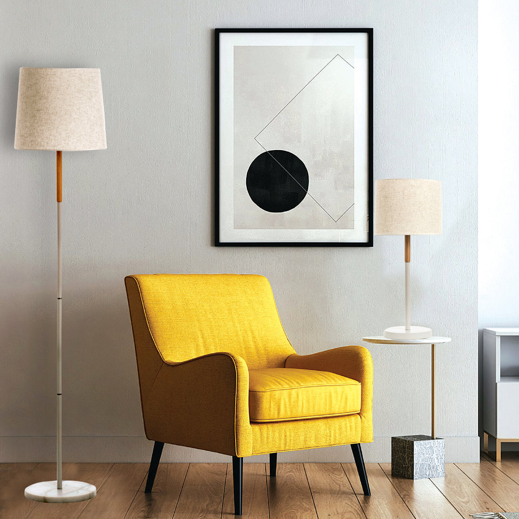 InLight Επιδαπέδιο φωτιστικό από λευκό μέταλλο και υφασμάτινο καπέλο 1XE27 D:162cm (45375-WH)